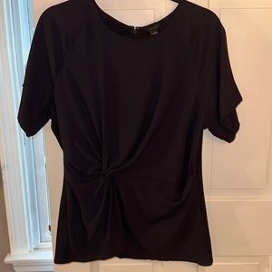 NWT Ann Taylor classic navy blouse raglan sleeve and side knot size large